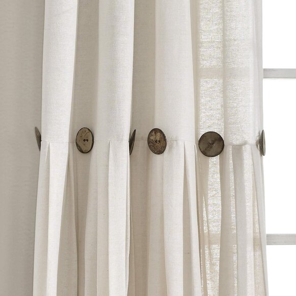 🍀🍀 Lush Decor Linen Button Window Curtain Panel 40" W x 84" L Off White NWT - Picture 5 of 8